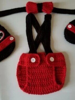 Crochet Baby Boy Georgia Bulldogs Football Inspired Outfit Photo Prop